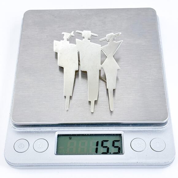 Vintage Mexico Taxco TN-44 Sterling Silver 925 Modernist Trio Brooch - Picture 7 of 7